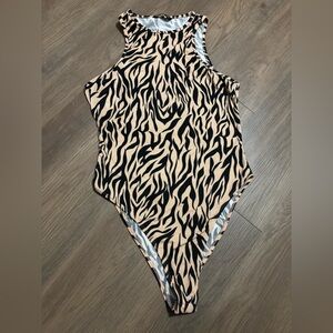 Tan Zebra Print Bodysuit